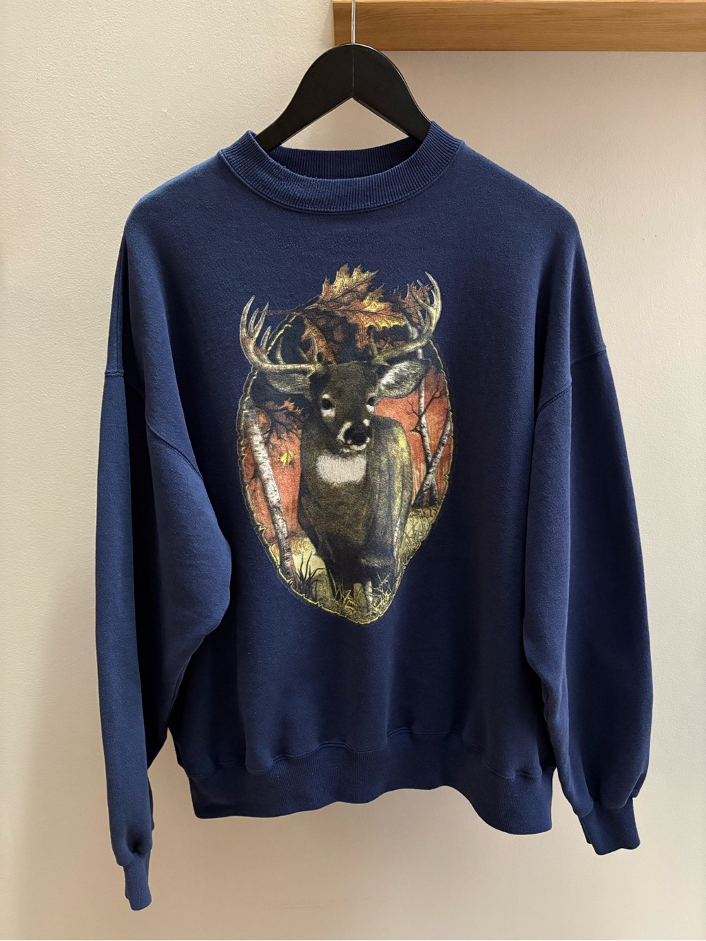 Champknit by Hanes VTG 90s blue deer art crewneck CUT TAG XL